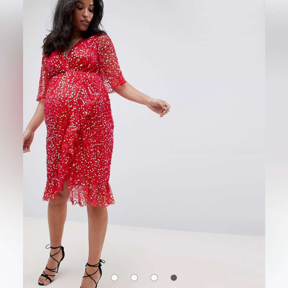 Red, sequined ASOS cocktail dress